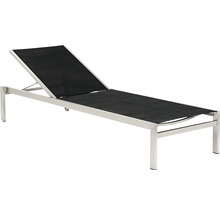 Gartenliege aus Metall mit verstellbarer Rückenlehne und Liegefläche aus Stoff