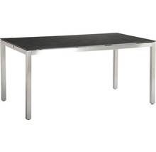 Rechteckiger Gartentisch mit Edelstahlgestell und Tischplatte