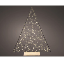 Dekorativer Weihnachtsbaum aus Drahtgeflecht mit LED Beleuchtung auf Holzsockel