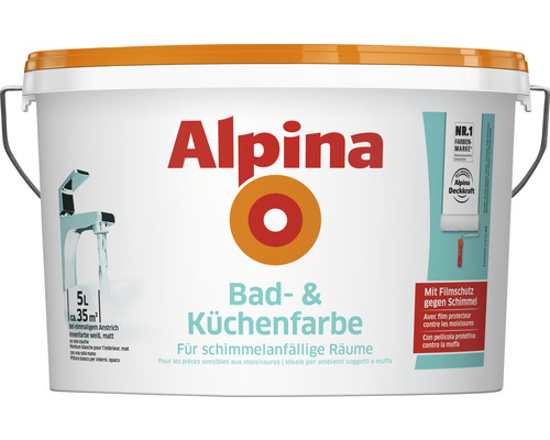 Alpina Badfarbe und Küchenfarbe weiß 5 l