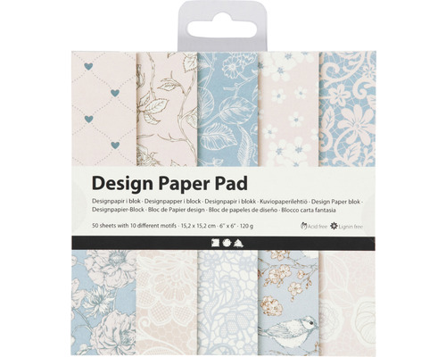 Design-Papier Block blau/rosa 50 Blatt