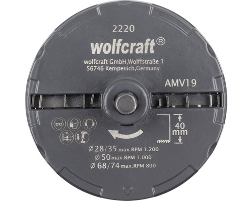 Mehrkranzlochsäge Set Wolfcraft Ø 28-74 mm 5-tlg