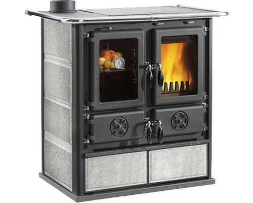 Dauerbrandofen Nordica Extraflame Farbe Herd schwarz Material Herdplatte 7,2 kW Holzherd mit Backofen und Kochfeld