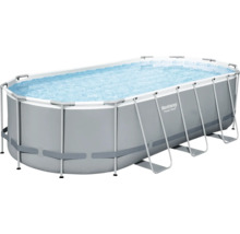 Aufstellpool Framepool-Set Bestway oval 549x274x122 cm inkl. Kartuschenfilteranlage, Leiter, Abdeckplane & Anschlussschlauch grau-thumb-5