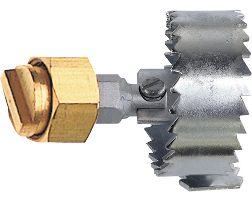 Abflussreiniger mit Sägeblattkopf und Anschlussstück