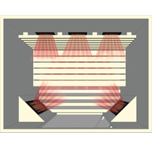 Innenansicht eines Raumes mit Decken- und Wandleuchten
