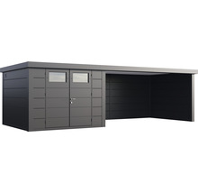 Gartenhaus Classico 3030 inkl. Lounge 4530 rechts mit Seitendach, Rück- und Seitenwand 782 x 318 cm granitgrau