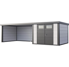 Gartenhaus Classico 3030 inkl. Lounge 4530 links mit Seitendach, Rück- und Seitenwand 782 x 318 cm weiß