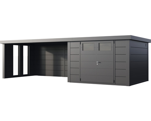 Gartenhaus mit Anbau für Gartengeräte und Fahrräder