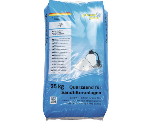 Sack mit 25 Kilogramm Quarzsand für Sandfilteranlagen mit einer Körnung von 0,4 bis 0,8 Millimeter