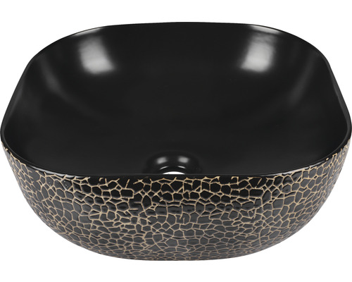 Differnz Aufsatzwaschbecken Snake Duo 41,5 x 40 cm schwarz gold matt 38.010.36 Aufsatzwaschbecken aus Keramik mit Mosaikmuster