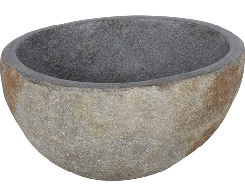 Aufsatzwaschbecken Differnz Lombok-M ca 36 cm Naturstein Riverstone braun grau matt 38.010.61