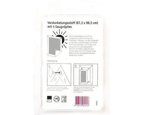 Thermo-Sonnenschutz Verdunkelungsstoff für Fenster mit Saugnapf SK06  97,3x99,5 cm grau