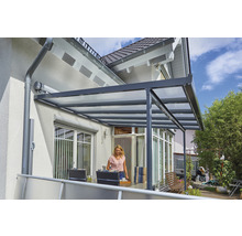 Terrassenüberdachung gutta Bausatz Doppelstegplatten transparent 306 x 306 cm anthrazit