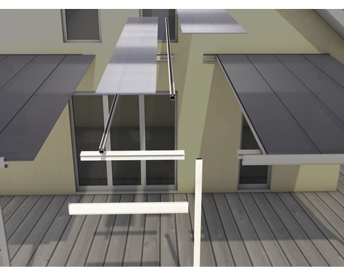 Erweiterungsmodul gutta Terrassenüberdachung 120 x 406 cm weiß Überdachungssystem für den Außenbereich zur Beschattung von Terrassen und Fenstern.
