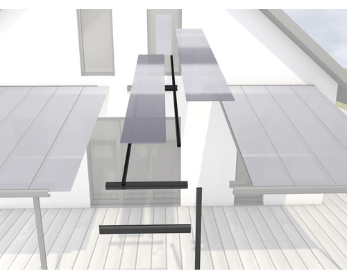 Erweiterungsmodul gutta Terrassenüberdachung 120 x 406 cm anthrazit Aufnahme von Terrassenüberdachungselementen für den Außenbereich.