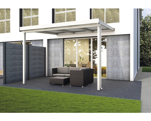 Terrassenüberdachung gutta Premium Polycarbonat bronze 309 x 306 cm weiß