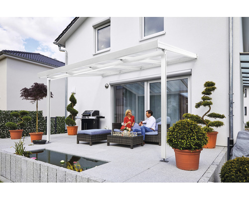 Terrassenüberdachung gutta Premium Polycarbonat weiß gestreift 410,2 x 306 cm weiß