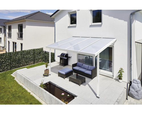 Terrassenüberdachung gutta Premium Polycarbonat opal 410,2 x 306 cm weiß