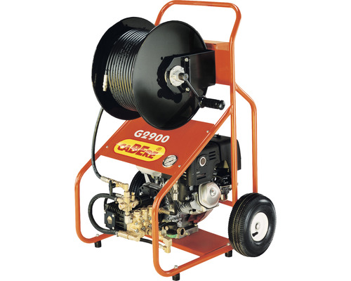 Rohrreinigungsgerät mit Schlauchhaspel und Transportwagen