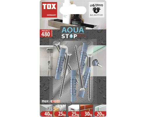 TOX Aqua Stop Pro Dübel, Größe 6/38 mm, 4 Stück