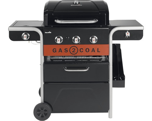 Gas- und Kohlegrill mit Ablageflächen und Rollen