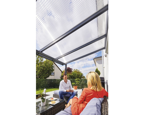 Terrassenüberdachung gutta Premium Polycarbonat klar 510 x 306 cm anthrazit