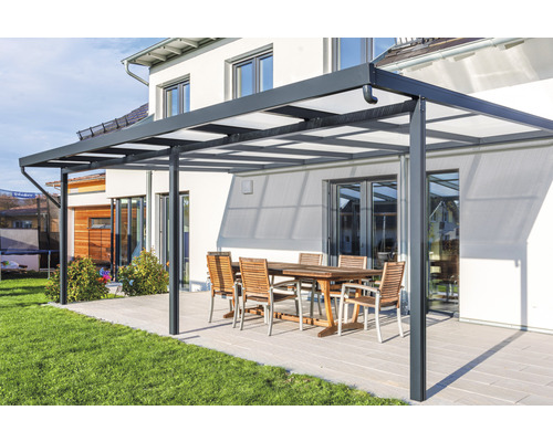 Terrassenüberdachung gutta Premium Polycarbonat opal 611 x 306 cm anthrazit