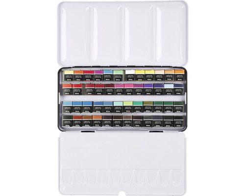 Aquarellfarbkasten mit verschiedenen Farbtönen