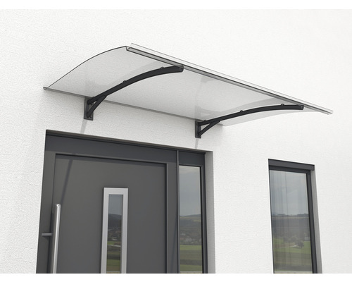 Gutta Pultvordach PT Secco 150x90 cm anthrazit Polycarbonat klar Haustürvordach mit transparentem Dach und Rahmen