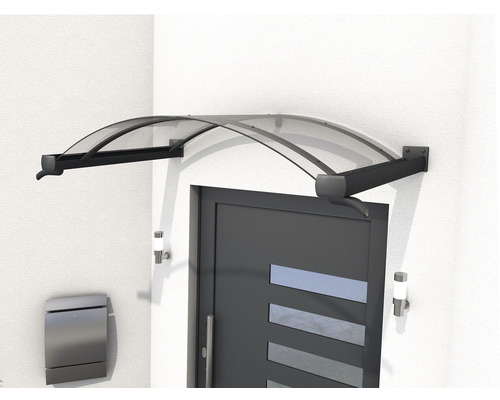 Haustürvordach aus Kunststoff mit Metallrahmen