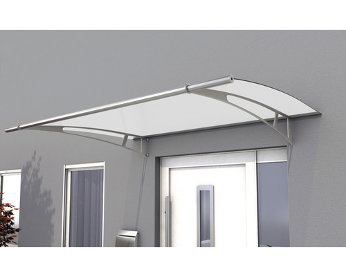 Haustürvordach mit transparentem Dach und Metallrahmen