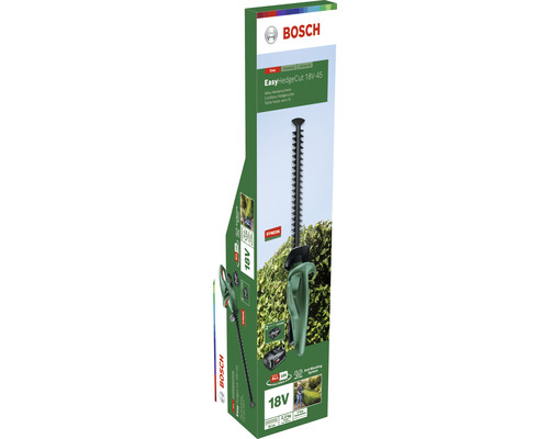 Verpackung der Bosch EasyHedgeCut 18V-45 Akku-Heckenschere
