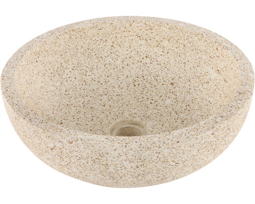 Differnz Aufsatzwaschbecken Terrazzo 40 x 40 cm beige braun matt mit Beschichtung 38.010.56