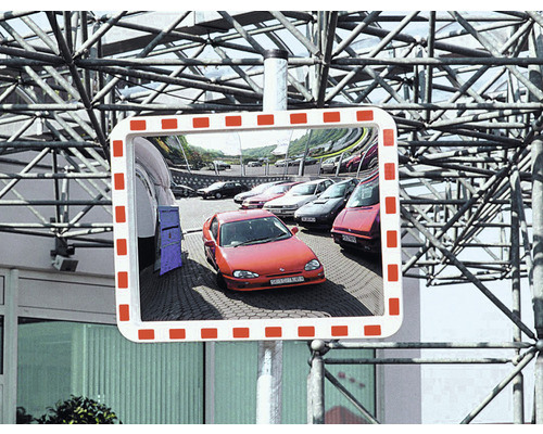 Verkehrsspiegel Eucryl rund aus Acrylglas Kunststoffrahmen in rot/weiß  kaufen