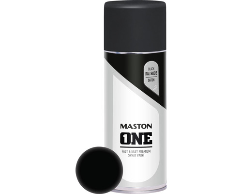 Sprühlack Maston ONE satin schwarz 400 ml Mastons One Spraylackdose mit schwarzem Lack RAL 9005 seidenmatt