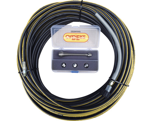 Abflussreinigungsschlauch mit Düsen und Spirale