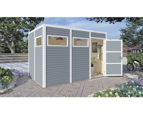 Gartenhaus Cubo 3 mit Fußboden 337 x 234 cm hellgrau Gartenhaus Cubo 3 mit Fußboden 337 x 234 cm hellgrau