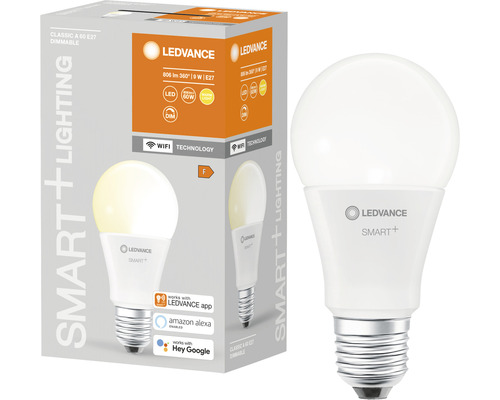 Ledvance Smart WIFI LED-Lampe dimmbar A60 E27/9W (60W) matt 806 lm 2700 K warmweiß Ledvance Smart+ LED Lampe, E27 Sockel