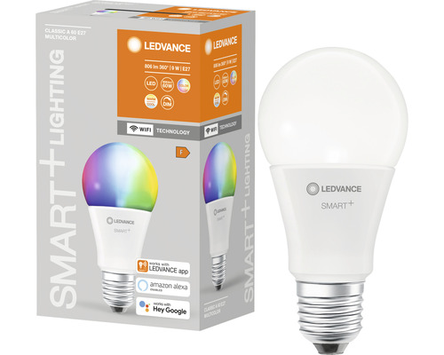 Ledvance Smart WIFI LED-Lampe dimmbar A60 E27/9W (60W) matt 806 lm 2700- 6500 K RGBW Ledvance Smart Plus E27 LED Lampe mit Verpackung