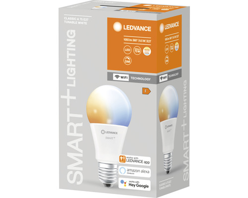 Verpackung einer Ledvance Classic A 75 E27 Tunable White LED Lampe mit Wifi Technologie