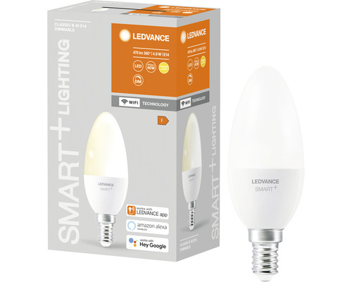 Ledvance Smart WIFI LED Kerzenlampen dimmbar B40 E14/5W (40W) matt 470 lm 2700 K warmweiß