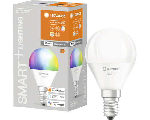 Ledvance Smart WIFI LED Tropfenlampe dimmbar P40 E14/5W (40W) matt 470 lm 2700- 6500 K RGBW