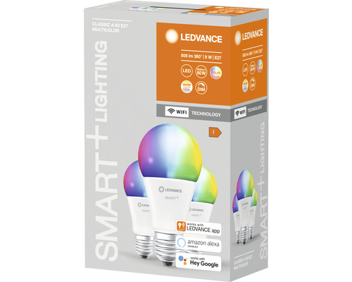 LEDVANCE Smart+ Multicolor Lampe A 60 E27 in Produktverpackung