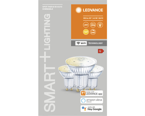 LEDVANCE Smart Plus LED-Lampe PAR16 50 GU10, dimmbar, im Dreierpack