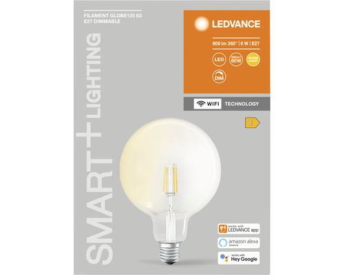 LEDVANCE Filament Globe 125 60 E27 dimmbare Glühbirne