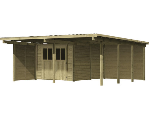 Holzgartenhaus mit Vordach zur Aufbewahrung von Gartengeräten