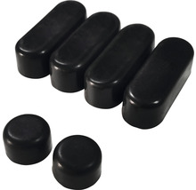 Schwarze Schutzkappen aus Kunststoff, verschiedene Formen