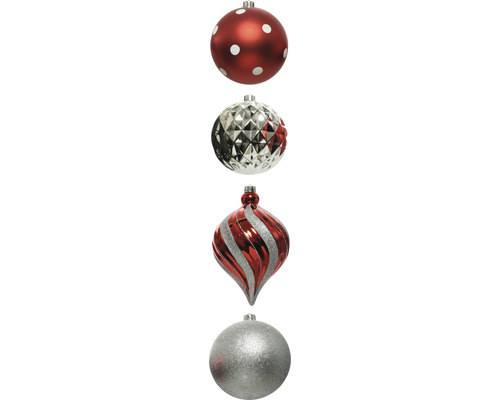 Weihnachtsbaumkugeln Ø 15 cm rot weiß silber 6 Stk.