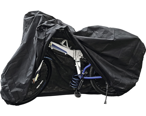 Fahrrad unter einer schwarzen Schutzhülle